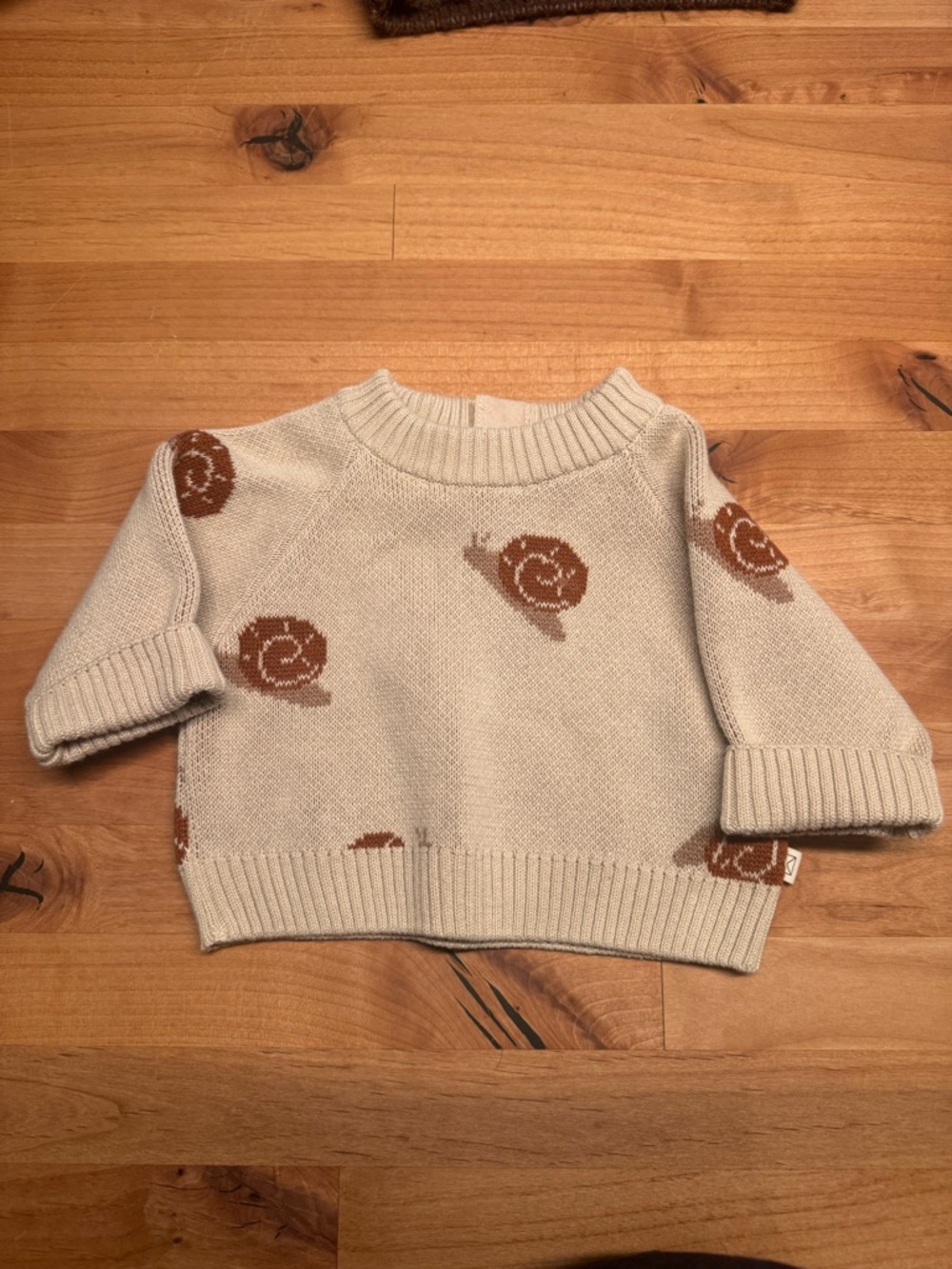 Dear Hayden Organic Snail Knit Sweater, Oatmeal Size 0-6M